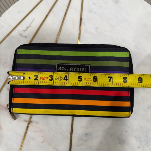 Sonia Rykiel Striped Nylon Wallet Credit Card Slots Rainbow Colorful Rare
